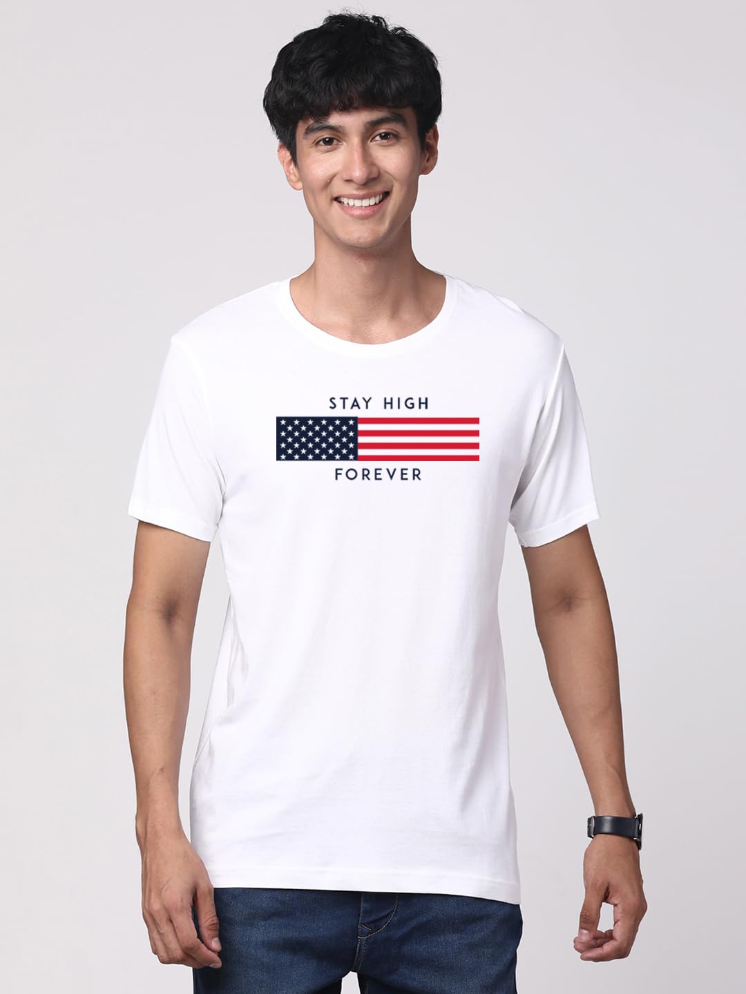 ADRO Mens Flag Printed Cotton T-Shirt_RN24-L2-FLAG-WH