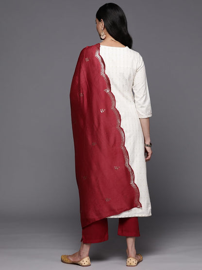 Libas WomenS Cotton Blend Kurta Sets (38078O_Off White
