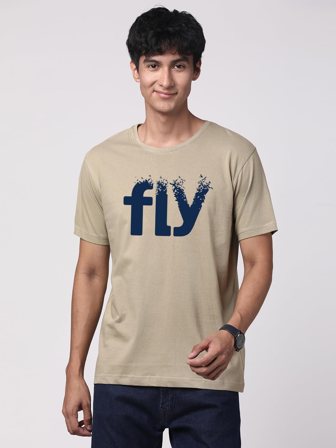 ADRO Fly Mens Printed T-Shirts (RN23-M-FLY-BE_Beige)