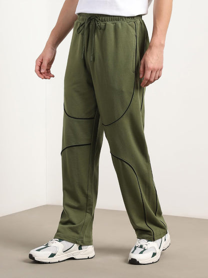 Nobero MenS Straight Track Pants (1M-Bwjg-R0167-Og_Olive Green