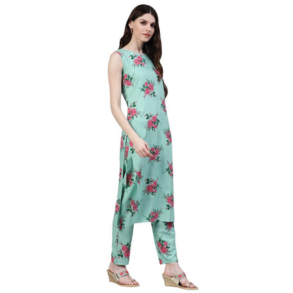 Stylum Women's Printed Rayon Straight Kurta with Pant & Dupatta Set