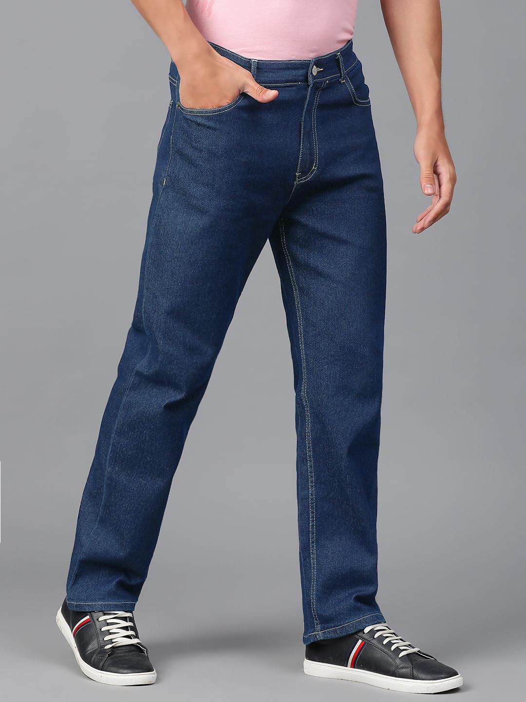 Kotty MenS Solid Mid Rise Comfortable And Strechable Stylish Jeans(Blue,28)