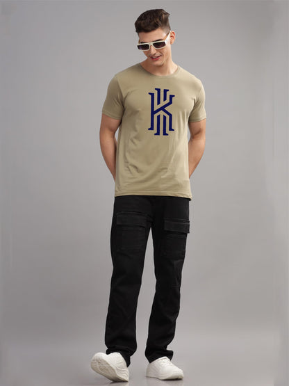 ADRO Mens Printed T Shirt - Premium Cotton Graphic Printed Tshirt - Beige T-Shirt - RN24-KOBE-BE
