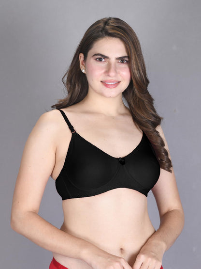 Lux Venus Comfortable Tees Bra With Adjustable Strap Black