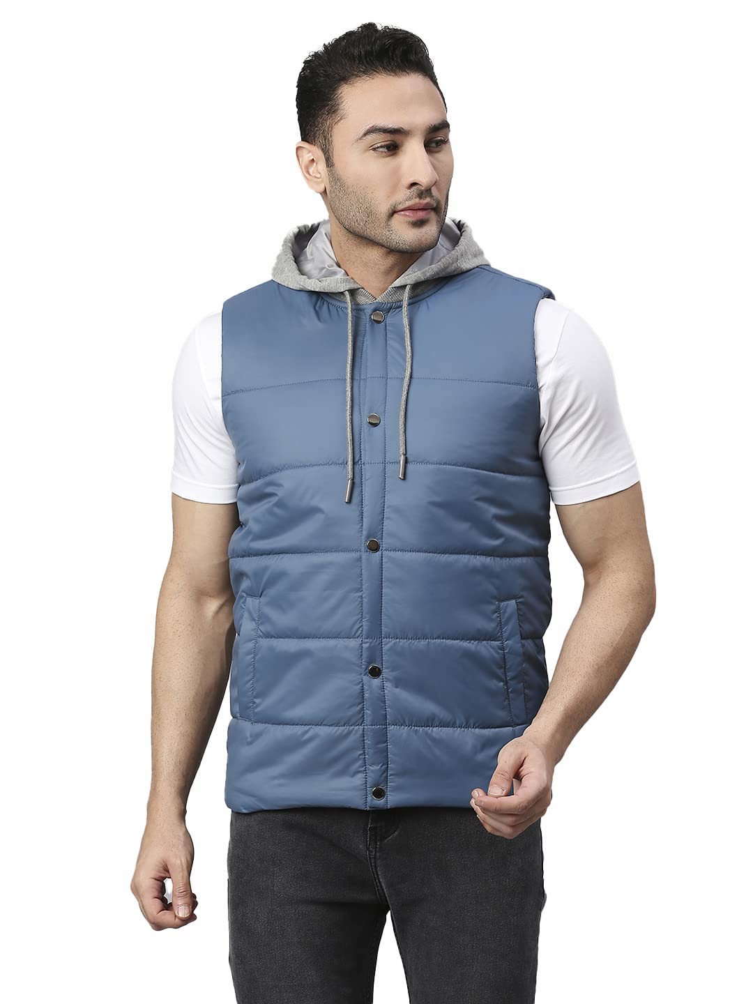 Dennis Lingo Color Block Polyester Regular Fit Full Sleeves MenS Hooded Puffer Jacket With 2 Pockets - Lightweight Casual Winte