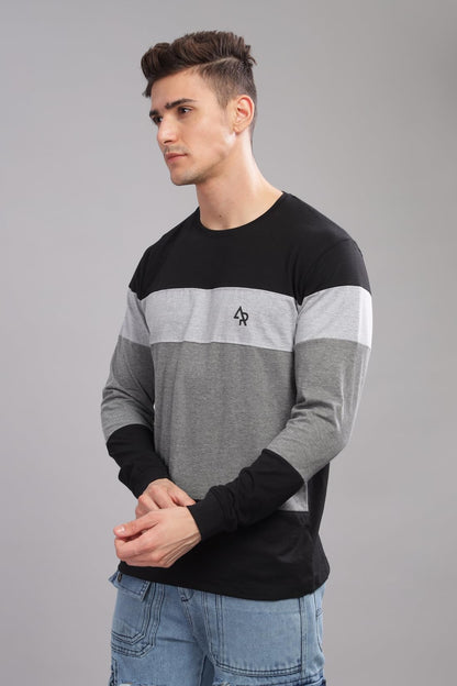 ADRO Full Sleeve Tshirt for Men | Colorblock T Shirt for Men | 100% Cotton Tshirt | Full Sleeve T-Shirt | Mens Full Sleeves T Sh
