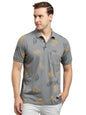 Turtle Men Knitted Slim Fit Grey Polo T-Shirt