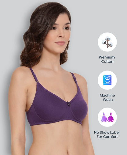 Lyra WomenS Cotton Non Padded Wire Free Seamless Bra Violet
