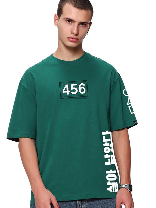 Bewakoof Official Squid Game Merchandise Squid Game Mens Graphic Print Super Loose Fit Half Sleeve Round Neck Cotton T-Shirt_65