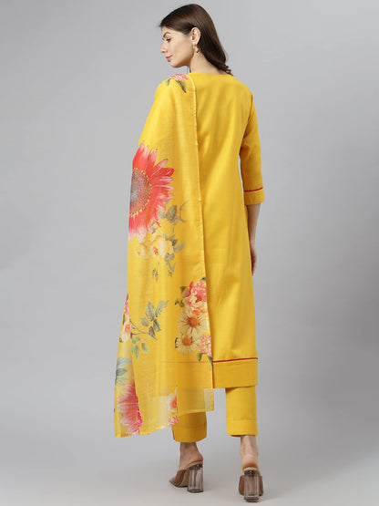 ANNI DESIGNER Women's Polycotton Straight Kurta with Pant & Dupatta (Nilesh_NEW01)