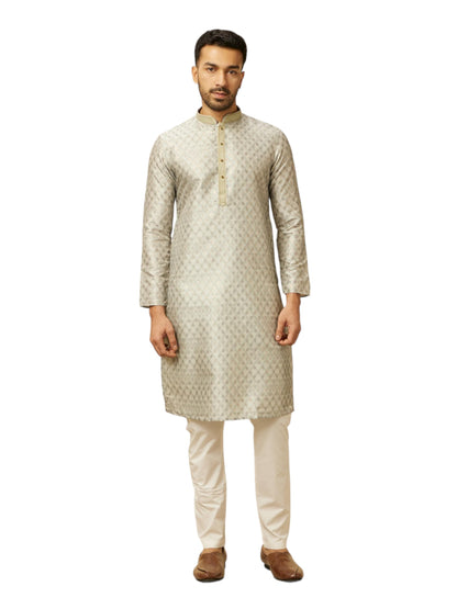 Manyavar Green Art Silk Embroidery Kurta Pyjama Set