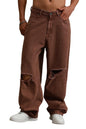 Hubberholme Men Brown Cotton Relaxed Fit Mid-Rise Solid Jeans