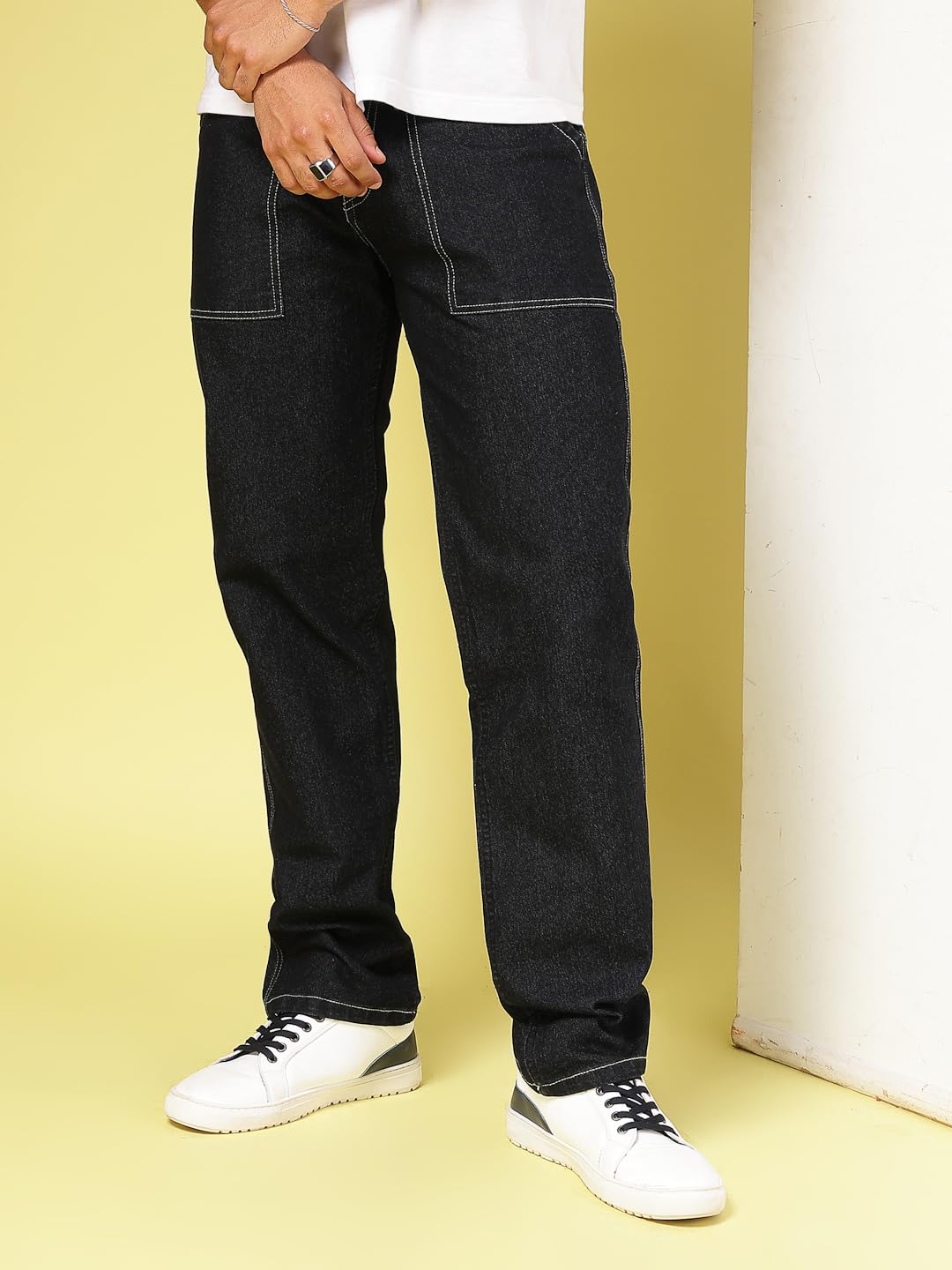 Rigo Cotton Denim Jeans for Men | Solid Jeans for Men | Stretchable, Slim FIt & Straight Fit Jeans for Men