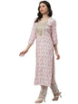 GoSriKi Women's Cotton Blend Straight Yoke Design Printed Kurta