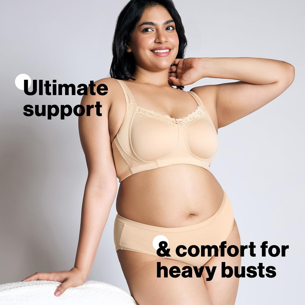 Nykd (Nyb190 Cotton Non Padded & Non Wired Everyday Lace Bra For Women | Full Coverage Bra With Super Soft Wide & Thick Straps -