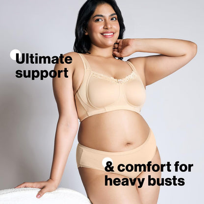 Nykd (Nyb190 Cotton Non Padded & Non Wired Everyday Lace Bra For Women | Full Coverage Bra With Super Soft Wide & Thick Straps -
