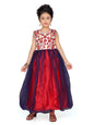 Aarika GirlS Net A-Line Maxi Dress (G-Sg-01_White-Blue_6-7 Years)