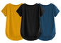 Fabricorn Combo Of Three Plain Black, Mustard Yellow And Airforce Blue Round Neck Up And Down Cotton Tshirt For Women (Black, Mu