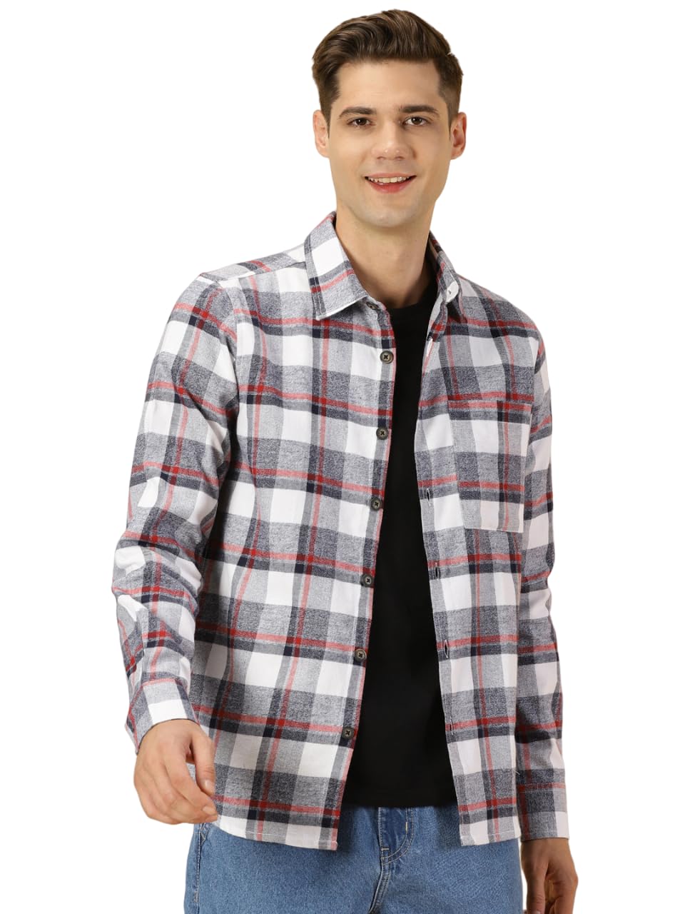 Thomas Scott Mens Checkered Slim Fit Shirt (TS1175_Red