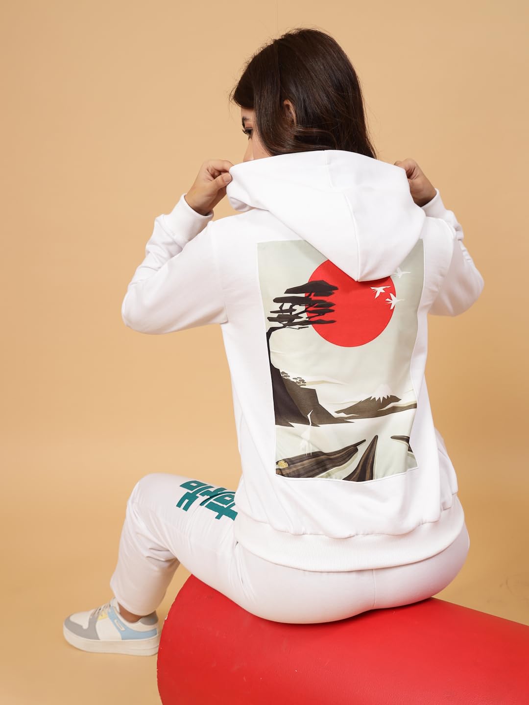 Rigo Cotton Fleece Oversized Co-ord Tracksuit Set for Women | Printed Oversized Hooded Track Suit Set for Women | Suitable for Y