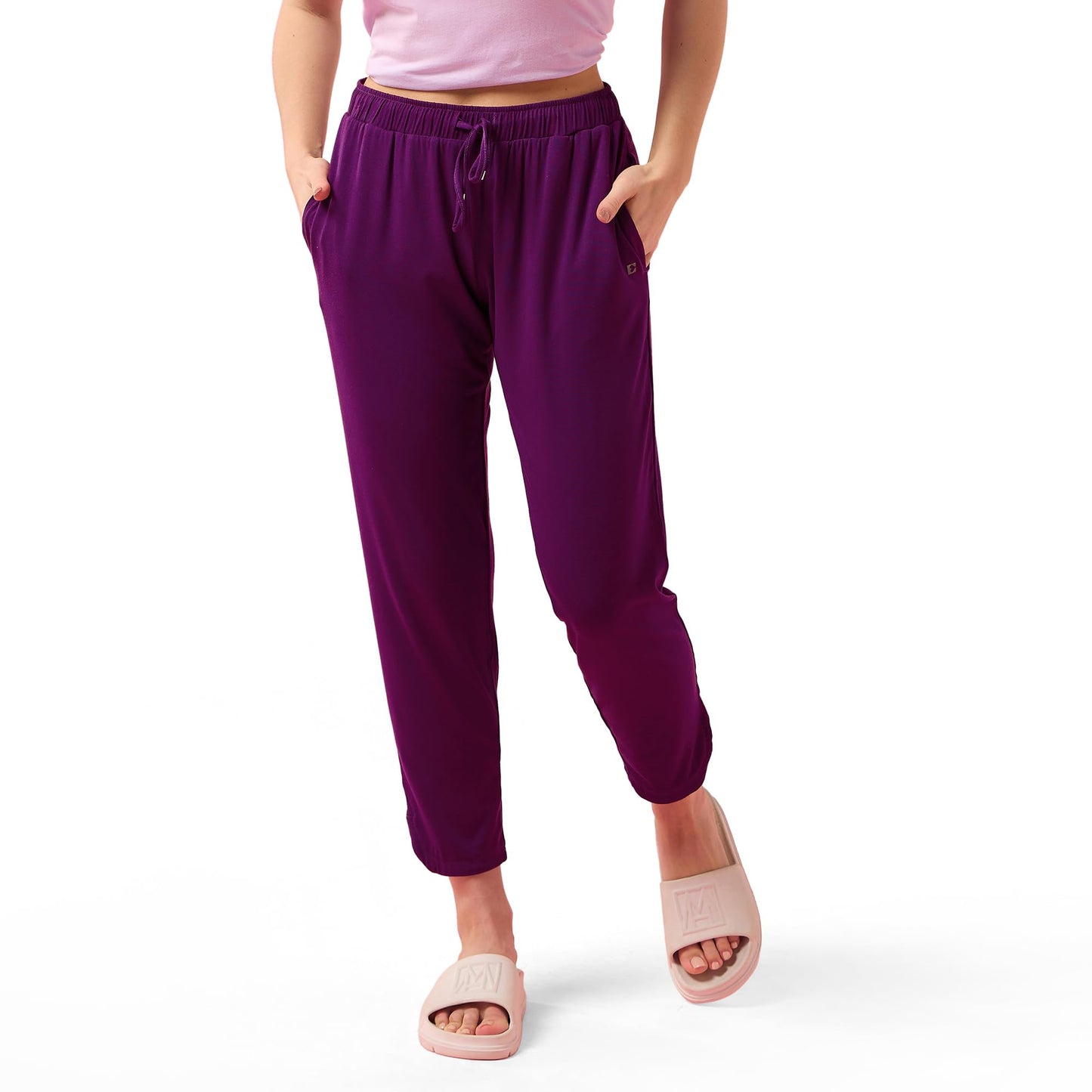 Enamor E048 Tapered Lounge Pants with Drawstring Details with Metal Ends
