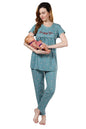 Fabme WomenS Sea Green Maternity Top And Pyjama Set