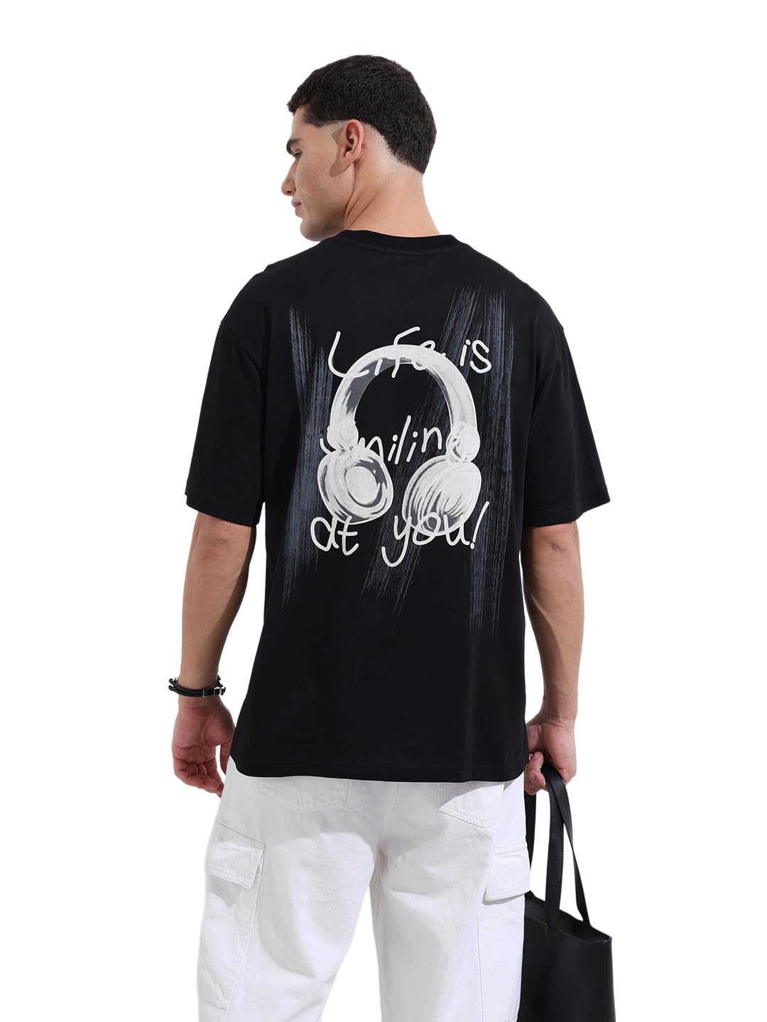 The Indian Garage Co Mens Relaxed Fit Graphic Print Crew Neck Half Sleeves Sweater