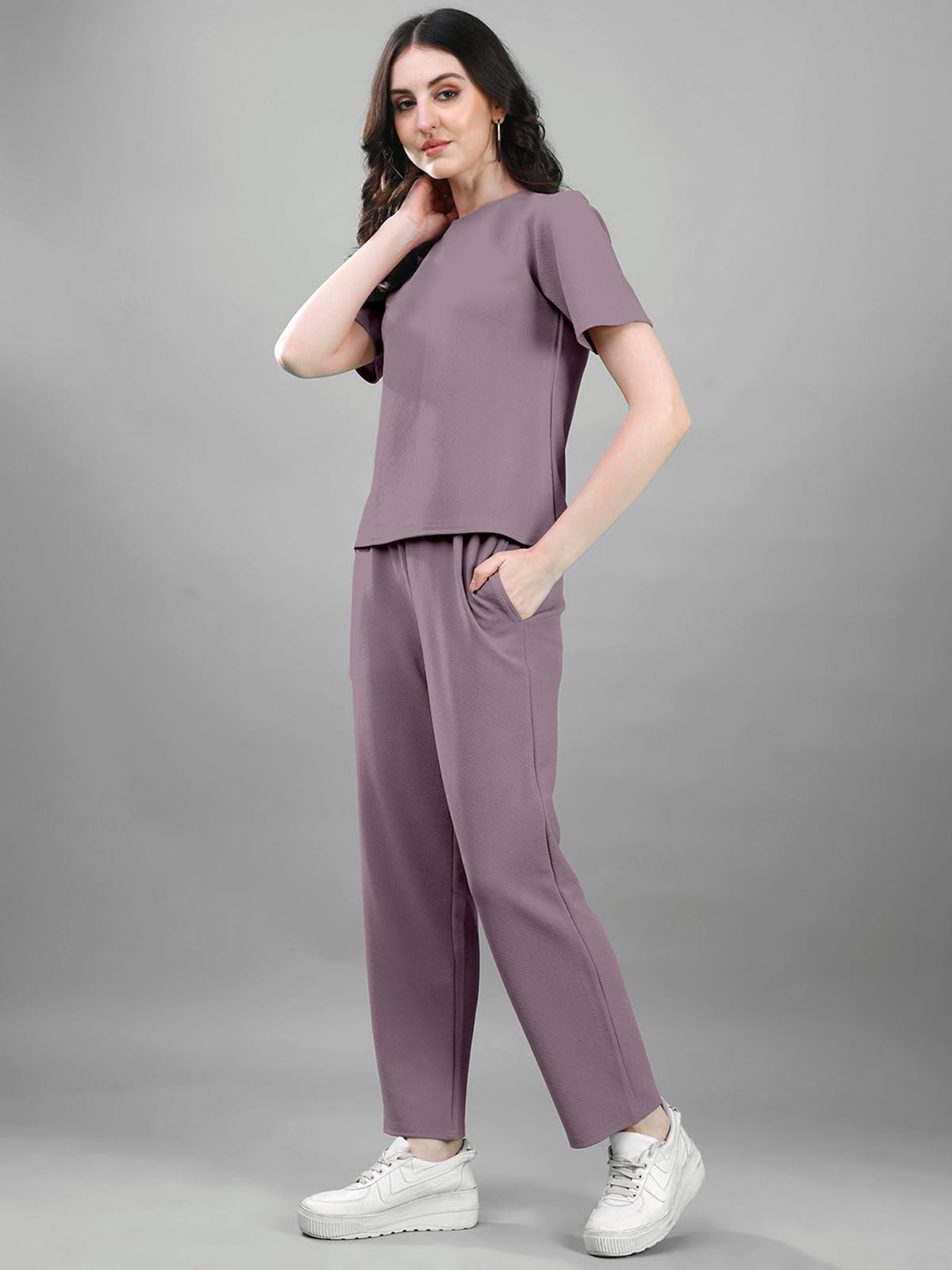 Selvia Co-Ords Set For Women|Lycra Top & Trouser Set|Casual Co-Ords Set For Women|Solid Two Piece Co-Ord Set|Sports Wear Co-Ords