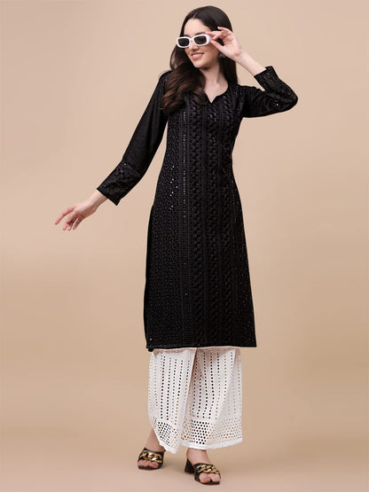 Gufrina WomenS Viscose Rayon Printed Straight Kurta And Palazzo Set For Girls