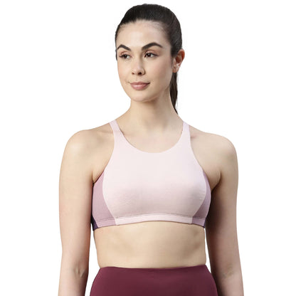 Enamor Womens Plush Lined Medium Impact Eco-Friendly Antimicrobial Cotton Non Padded Wire Free Full Coverage Slip On Sports Bra