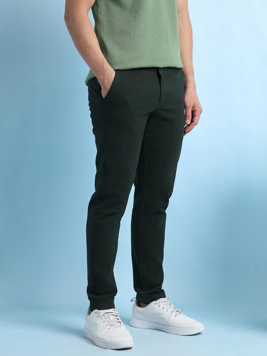 Dennis Lingo Men Straight fit Cotton Chinos Olive
