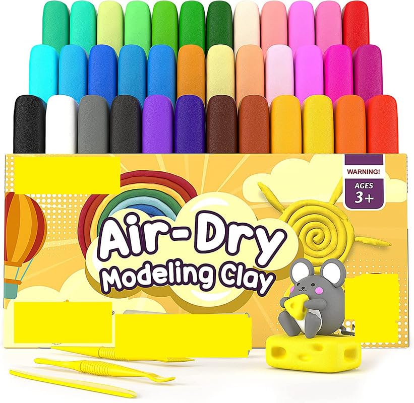 Eclet (Pack of 12) Air Dry Clay, Colorful Children Soft Clay, Creative Art Crafts, Gifts for Kids-Multi Color. Non-Toxic Modelin