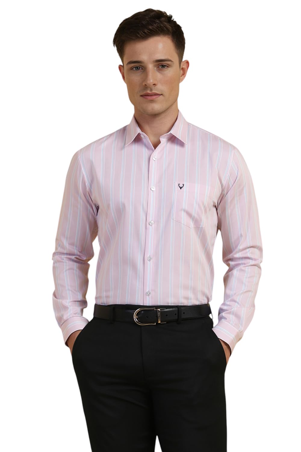 Allen Solly Men Slim Fit Striped Formal Half Sleeve Short Sleeve Shirt