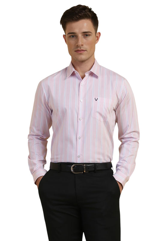 Allen Solly Men Slim Fit Striped Formal Half Sleeve Short Sleeve Shirt