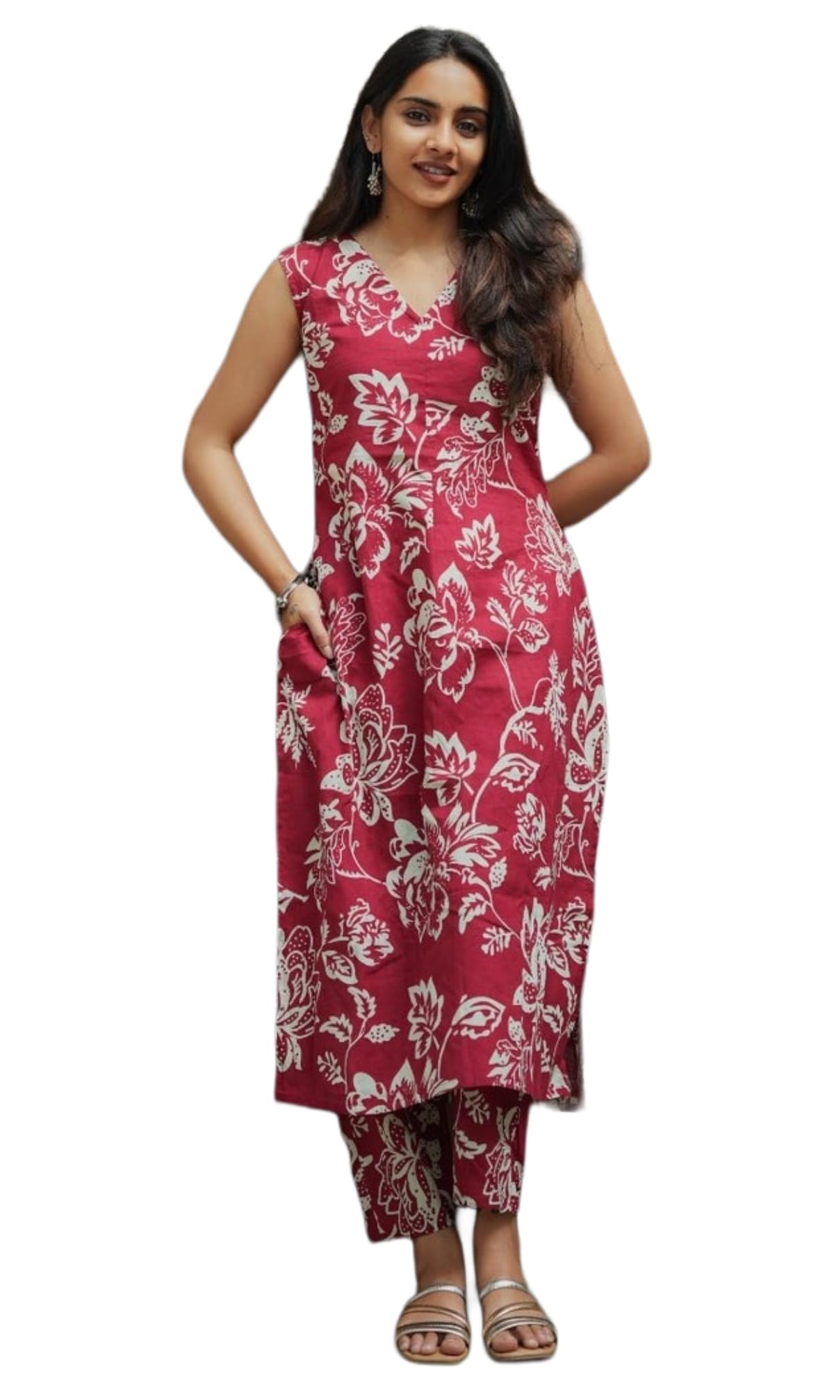 Anni Designer WomenS Viscose Straight Printed Kurta With Pant (Marcus Pink_Xxl_Pink_Xx-Large)