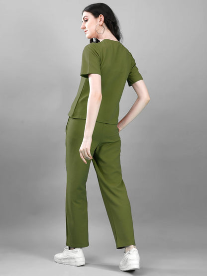 Selvia Womens Co-ords Set|Lycra Top and Trouser Set|Casual Co-ords Set for Women|Two Piece Co-ord Set|Top & Pant Set(707CTK1166