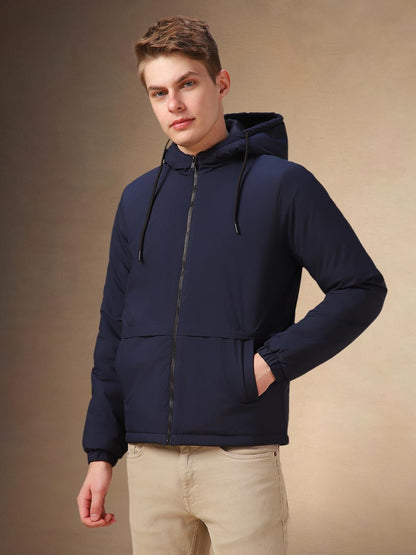 Dennis Lingo Men Blue Solid Polyester Regular Fit Full Sleeve Jackets