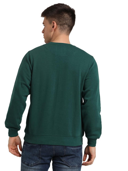 Turtle Men Knitted Slim Fit Full Sleeve Green Sweatshirt