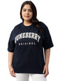 Juneberry 100% Pure Cotton Oversized Baggy Fit Cool Front Chest Graphic Printed Half Sleeve Plus Size T-Shirt For Women & Girls