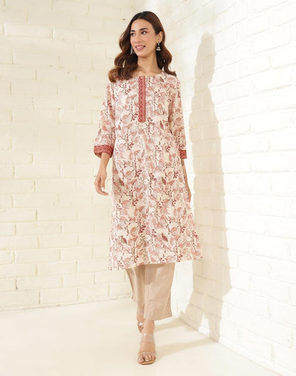 Fabindia WomenS Cotton Printed Regular Kurta (1037272Peach_Peach