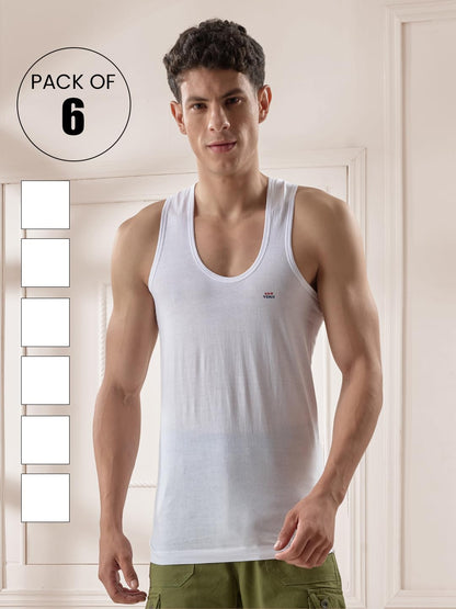 Lux Venus Vest For Men White | 100% Cotton | Pack Of 6