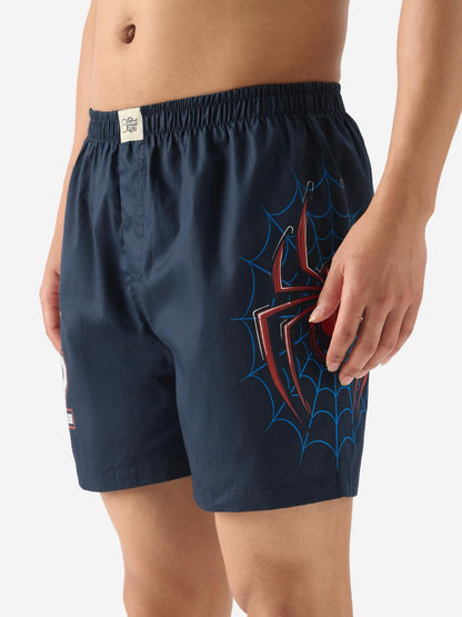 The Souled Store Official Spider-Man: 62 Men and Boys Navy Graphic Print Boxer Shorts Boxer Shorts for Mens Cotton Breathable C