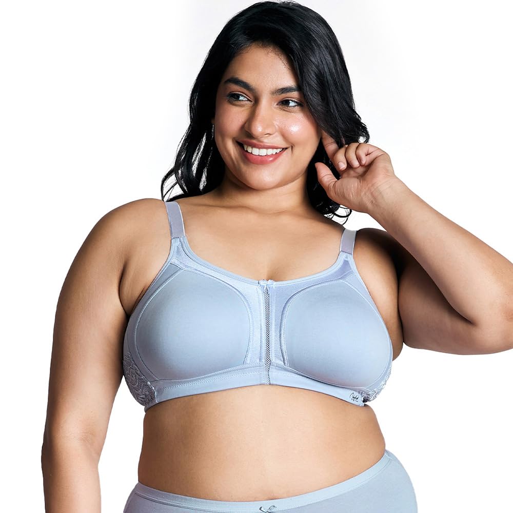 Nykd By Nykaa WomenS Full Support M-Frame Heavy Bust Everyday Cotton Bra | Non-Padded | Wireless | Full Coverage| Bra, Nyb101, L