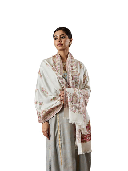 Pashmoda Women Pari mahal Kaani Wool Blend Stole (Size : 71X203 CM)