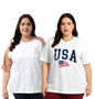 Juneberry 100% Pure Cotton Oversized Loose Baggy Fit Drop Shoulder Graphic Printed Plus Size T-Shirt Combo For Women (Pack Of 2)