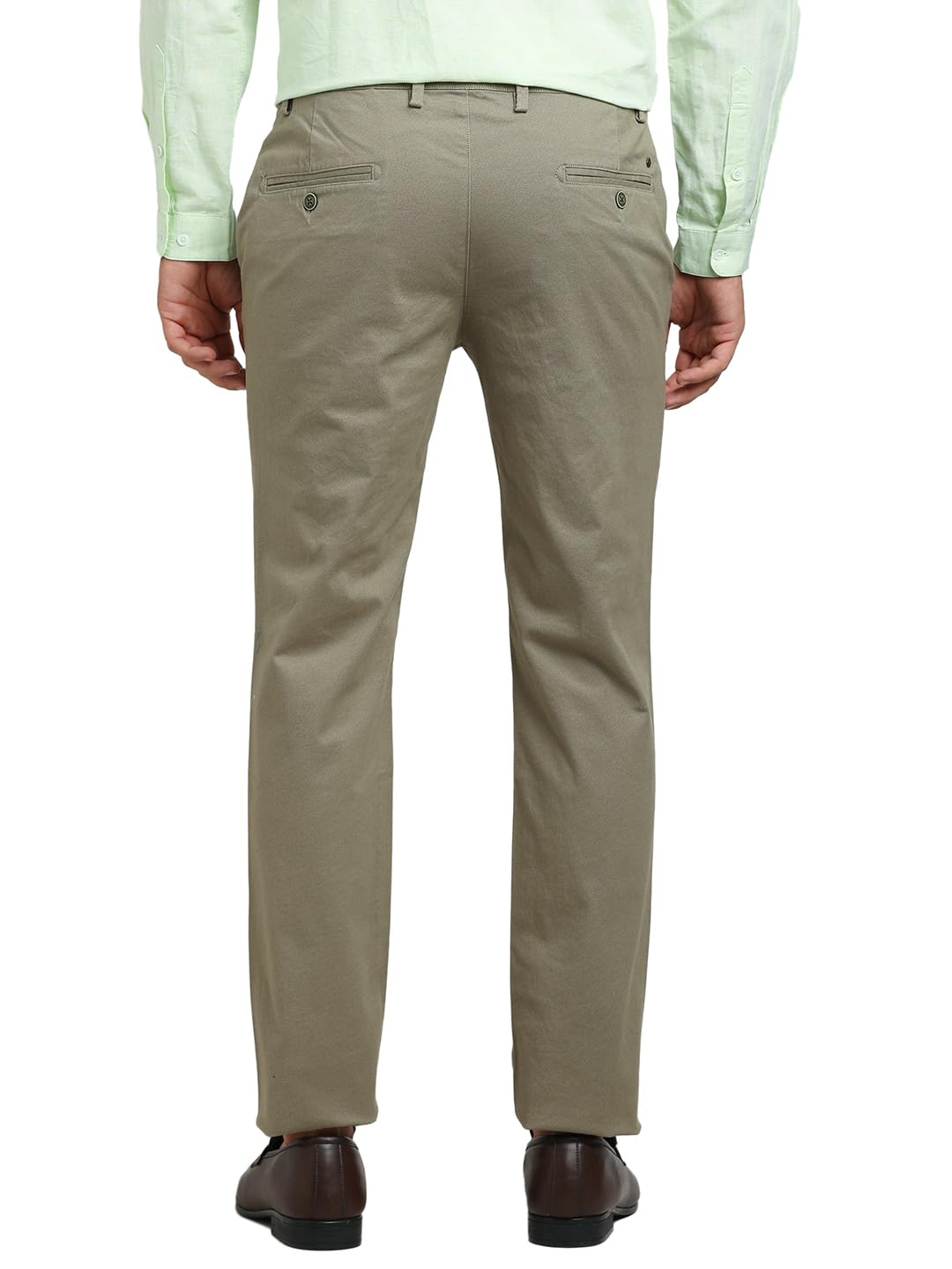 Turtle Men Cotton Stretch Ultra Slim Fit Olive Casual Trouser