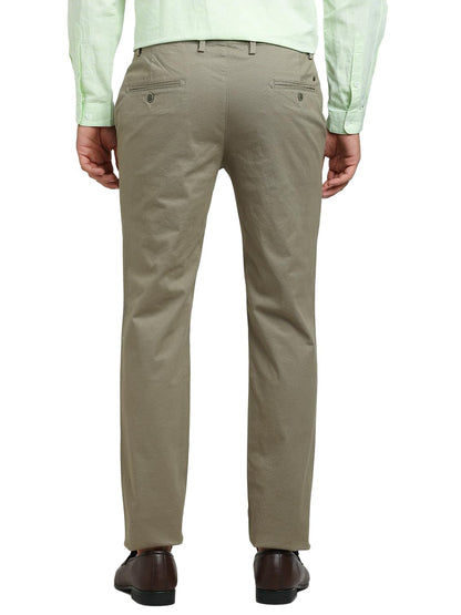 Turtle Men Cotton Stretch Ultra Slim Fit Olive Casual Trouser