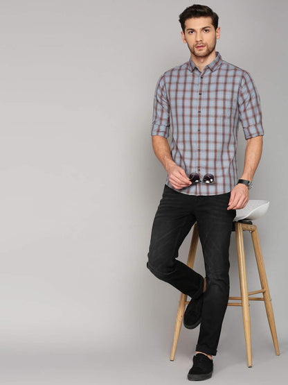 Dennis Lingo MenS Cotton Checkered Slim Fit Shirt With Pocket, Full Sleeve Shirt Suitable For Casual Wear, Formal Wear, Office