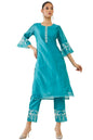 Soch Women Blue Chanderi Solid Kurta Set