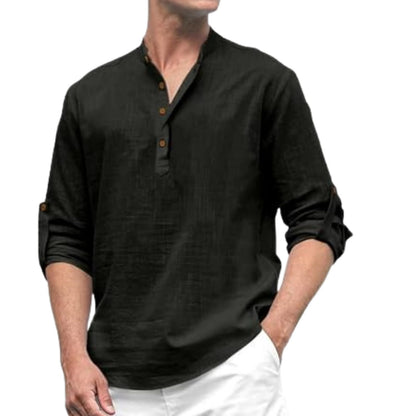 Macsivo MenS Cotton Polyster Blend Solid Short Kurta With Mandarin Collar Full Sleeve Button Closure Curved Hem Regular Fit | S